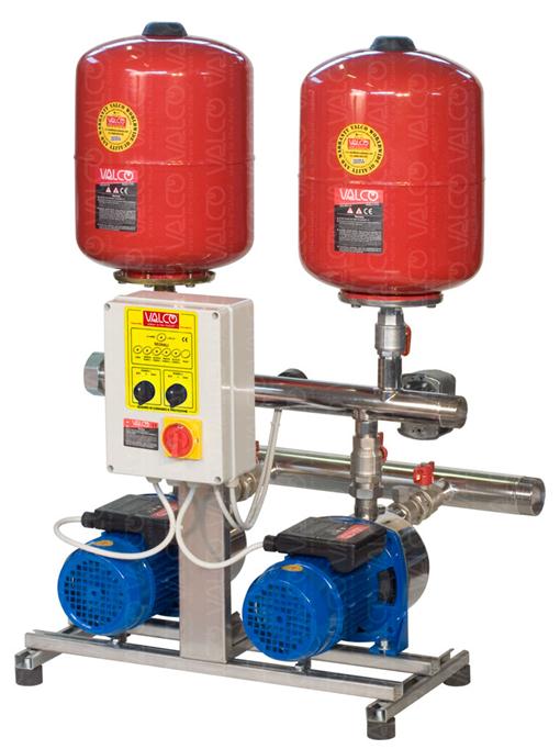 with 2 pumps and controlled by electric panel starter with pressure switch and 2 units of 19 litre tank