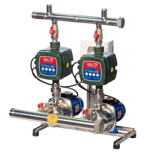 with 2 stainless steel jet self priming electric pumps with V-Drive inverters