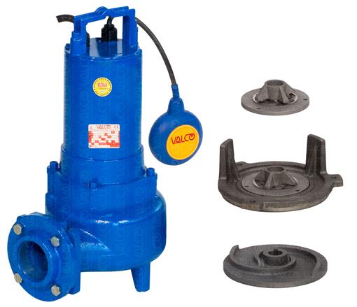 Cutter Pumps in cast iron with open cutting impeller with diffusor and blade device for liquids containing fibres, version with float switch