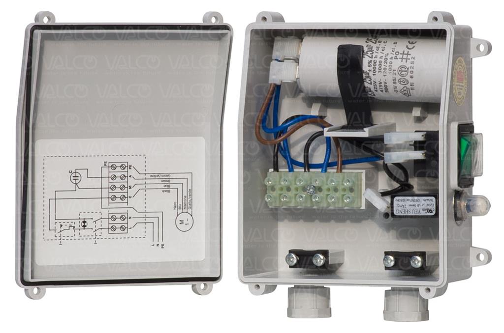 thermal protection with capacitor for one single phase submersible borehole electric pump - inside view